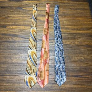 J. Garcia Men's Tie Set - Blue, Orange, Brown 56-58” long